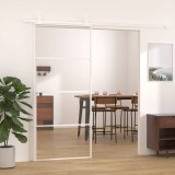 VidaXL Ușă glisantă, alb, 90x205 cm, sticlă ESG și aluminiu