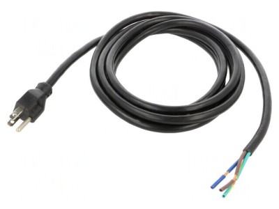 Cablu Electric NEMA 5-15 3x14AWG 3m Negru 15A foto
