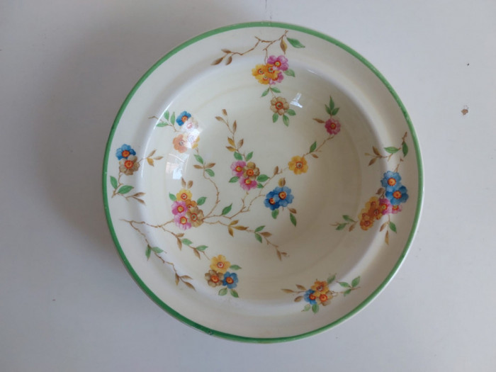 Farfurie ceramica cu flori, Grindley, Made in England, adanca, 16.5cm diametru