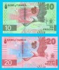 Zambia Set 2x (NOU p#62+63) 10+20 Kwacha 2024 UNC &#039;Vultur pescar&#039;