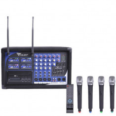 Statie 4 microfoane PA-180 UHF, 4 canale, LED, master EQ foto