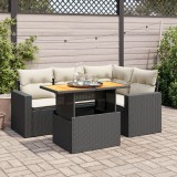 Cumpara ieftin Gossi set mobilier de gradina cu perne, 5 piese, negru, poliratan