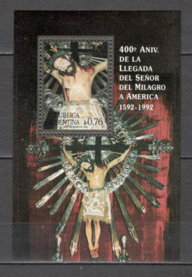 Argentina.1992 400 ani sosirea crucifixului &amp;quot;Miracolul Domnului&amp;quot;-Bl. GA.284 foto