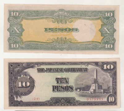 bnk bn Filipine 10 pesos (1943) aunc foto