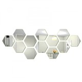 Set 12 autocolante de perete tip oglinda, Darklove, DIY Acasa decorativ Hexagon, Pentru acasa Camera de zi Dormitor Canapea TV fundal de perete Decora