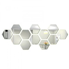 Set 12 autocolante de perete tip oglinda, Darklove, DIY Acasa decorativ Hexagon, Pentru acasa Camera de zi Dormitor Canapea TV fundal de perete Decora