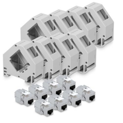 Set 8 Mufe CAT6A de 10 Gbit cu 8 carcase pentru cabluri Ethernet RJ45, Kwmobile, Gri, Metal, 47696.08 foto
