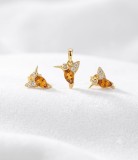 Cumpara ieftin Set Bijuterii din Argint 925 Placat cu Aur , zColibri Spirit, cu Chihlimbar Natural E i Zirconii, 3.00g