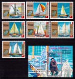 ✅ ( S31 ) Guinea Ecuatoriala 1973 "Cursa Trans- Atlantica Regata Velierelor " serie Michel 200/206 + colita , stampilata