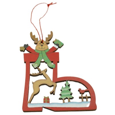 Ornament de brad cerb, flippy, multicolor, lemn, 10 cm foto