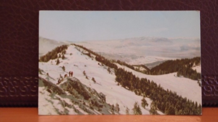 R.P.R. - MASIVUL POSTAVARUL, VEDERE SPRE MUNTII BUCEGI IARNA-CIRCULATA,TIMBRATA