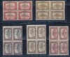 1919 ROMANIA Emisiunea Cluj set Parlament 5 erori LFU-LFI in blocuri de 4 MNH, Nestampilat