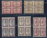 1919 ROMANIA Emisiunea Cluj set Parlament 5 erori LFU-LFI in blocuri de 4 MNH