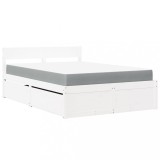 Cumpara ieftin Pat cu sertare saltea, alb, 120x190 cm, lemn masiv pin