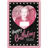 Placa metalica - Marilyn Monroe Happy Birthday- 10x14 cm, Nostalgic Art Merchandising