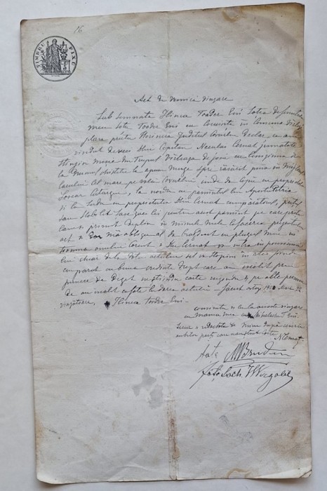 Act de v&acirc;nzare imobil &ndash; comuna Vărlezi, județul Covurlui &ndash; 1900 &ndash; timbru fiscal 5 lei Carol I