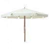 Umbrelă soare de exterior, st&acirc;lp din lemn, alb nisipiu, 330 cm