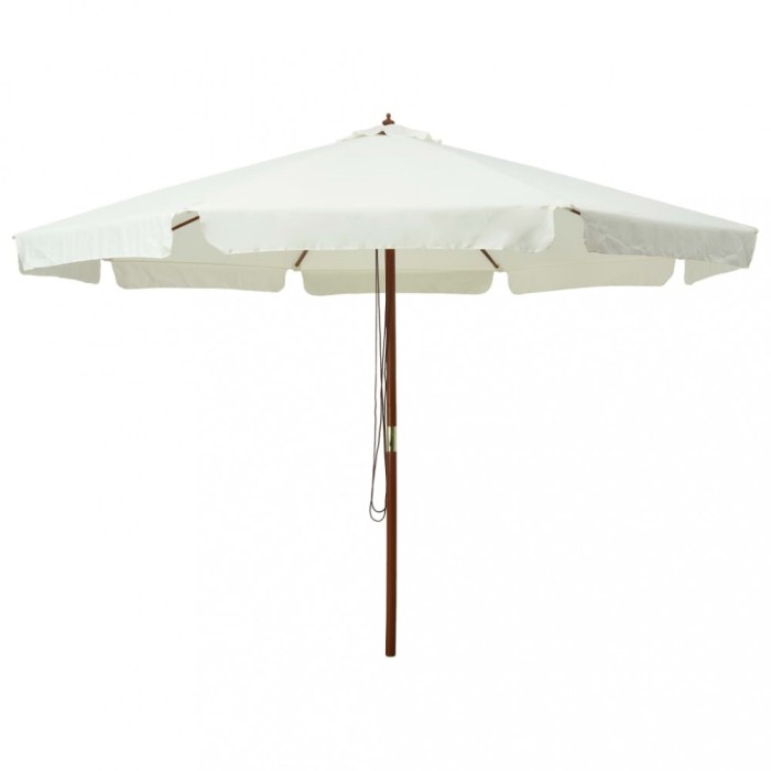 vidaXL Umbrelă soare de exterior, st&acirc;lp din lemn, alb nisipiu, 330 cm