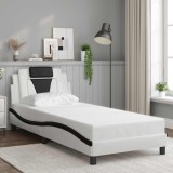 vidaXL Cadru de pat Viana fără saltea alb și negru 90x190 cm piele artificială 3208067