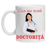 Cana alba personalizata &quot;Cea mai buna doctorita&quot;, INOVATIX&reg;. 330ml