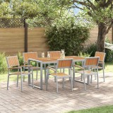 VidaXL Set de masă pentru grădină 7 pcs Gri și maro 160 x 80 x 75 cm