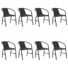 Set 8 Scaune Gradina Gossi Ratan Plastic &amp; Oțel Negru, Stivuibile, 62x55x74 cm, Max 110 kg, Exterior