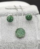 Set Cercei si Lantisor Din Argint S925 Smarald Verde Rotund Set19C, Argintboutique