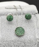 Set Cercei si Lantisor Din Argint S925 Smarald Verde Rotund Set19C, Argintboutique