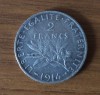 2 francs 1914, Franța, argint, Europa