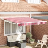 Perdea de soare retractabilă manuală cu zebră roșie și albă, 350 x 250 cm