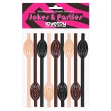 Set 9 Paie de Baut Lovetoy Forma Pussy, Plastic, 20cm Lungime, Culori Natur, Maro, Negru