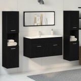 vidaXL Set mobilier baie 4 piese din lemn prelucrat negru