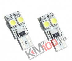 Set 2 becuri T10 cu 4 LED-uri CANBUS, 12V (pozitie) foto