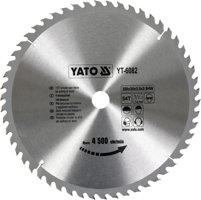 Disc fierastrau wolfram pentru lemn 350 mm x 54T YATO