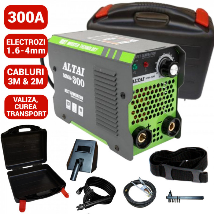 Aparat, invertor sudura, sudat 300Amperi Altai + valiza, accesorii (CMP0584)