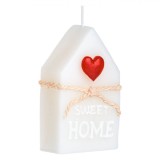Lum&acirc;nare Decorativă, Model Casă 3D, Culoare Albă, Inimă Roșie, 5x3x8.5 cm, Durată Ardere 1.5 Ore, Oem