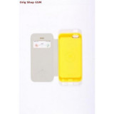 Husa Mercury WOW Bumper Apple iPhone 5/5S Galben Blister, Cu clapeta, Piele Ecologica