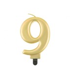 Lumanare aniversara model cifra, roz auriu metalic 8 cm-Tip Cifra 9