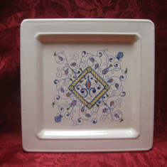 TAVA PLATOU CERAMICA MAJOLICA DERUTA GRIFO LUCRATA MANUAL 30.5 CM