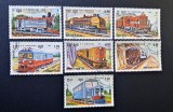 Cambodgia (R.P. Kampuchea) 1984 - Seria Completă Locomotive Istorice și Trenuri Modernizate (7 Valori) Uzate (CTO) -MNG1