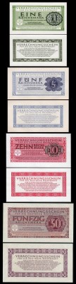GERMANIA █ SET COMPLET █ 1 + 5 + 10 + 50 Reichsmark █ 1944 █ P-M38-41 Ro. 511-514 █ WEHRMACHT █ UNC foto