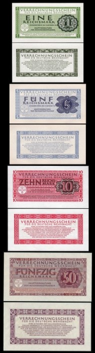 GERMANIA █ SET COMPLET █ 1 + 5 + 10 + 50 Reichsmark █ 1944 █ P-M38-41 Ro. 511-514 █ WEHRMACHT █ UNC