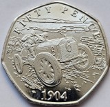 50 pence 2024 Isle of Man, The First Motor Race 1904, unc, Europa