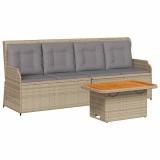 Set mobilier de gradina cu perne, 3 piese, bej, poliratan