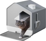 Litiera Acoperita Pentru Pisici Tip Casuta, 44 x 40 x 45 cm, Gri - CN
