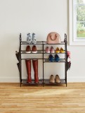 Suport Incaltaminte Heinner Lars, Metal/Textil, 90x27x101 cm, Multi-etajat, Cu Buzunare Laterale