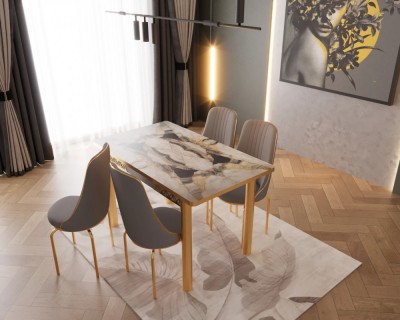SET MASA EXTENSIBILA 4 SCAUNE LUX CULOARE GRI foto