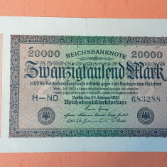 20000 Marci anul 1923 - Bancnota veche Germania Reichsbanknote