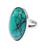 Inel argint reglabil masiv cu turcoaz 25x18 MM