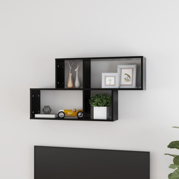 Gossi raft de perete, negru, 100x18x53 cm, pal